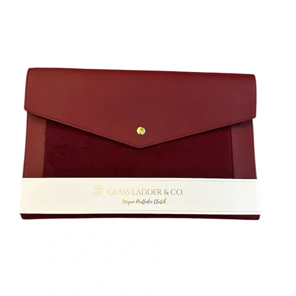NWT Glass Ladder & Co. Burgundy Portfolio Clutch - Picture 2 of 8